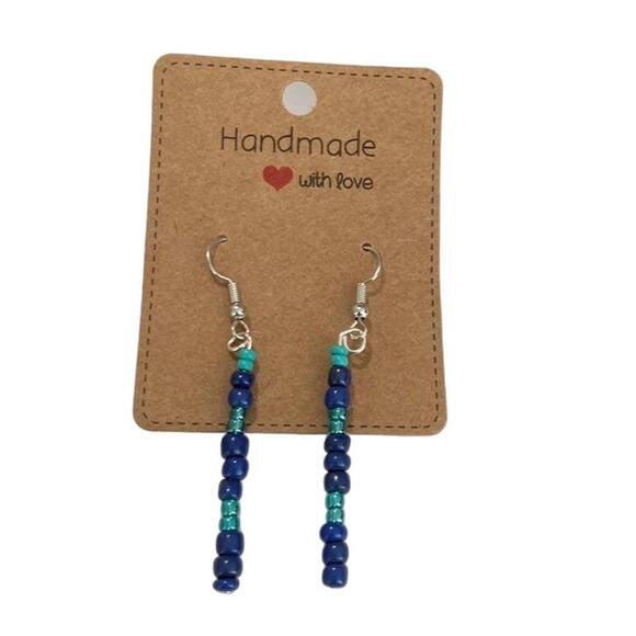 blue bead earrings - Picture 1 of 3